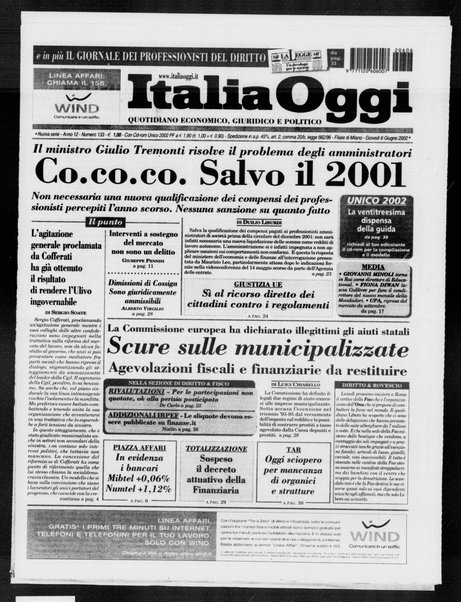 Italia oggi : quotidiano di economia finanza e politica